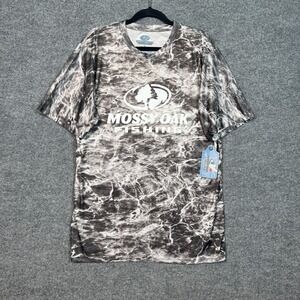 Mossy Oak Fishing Shirt Mens L Gray Camouflage Performance Stretch Tshirt NEW